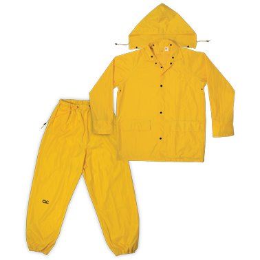 Custom Leathercraft R102L  3 Piece Medium Weight Yellow Polyester Rain Suit - Large