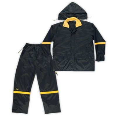 Custom Leathercraft R103M 3 Piece Deluxe Black with Gold Nylon Rain Suit - Medium Custom Leathercraft R103M 3 Piece Deluxe Black with Gold Nylon Rain Suit - Medium