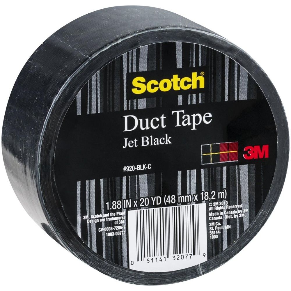 3M 920-BLK-C  Scotch 1.88" x 20 Yds Jet Black Duct Tape