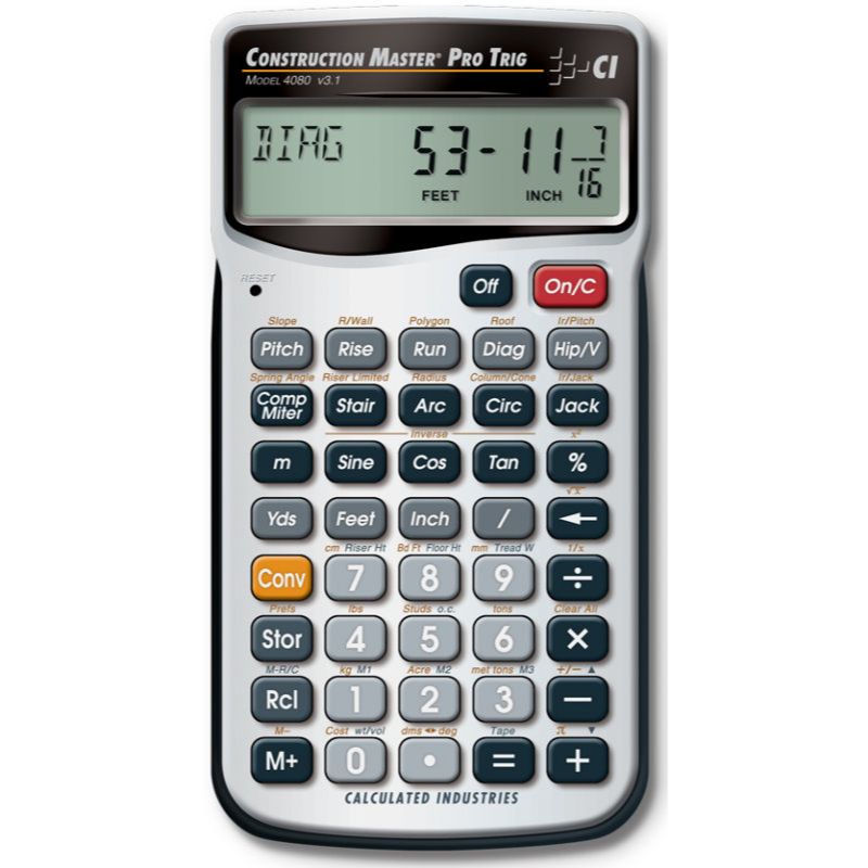 Calculated Industries 4080  Construction Master Pro Trig Advanced Feet-Inch-Fraction Construction Math Calculator with Full Trigonometric Functions