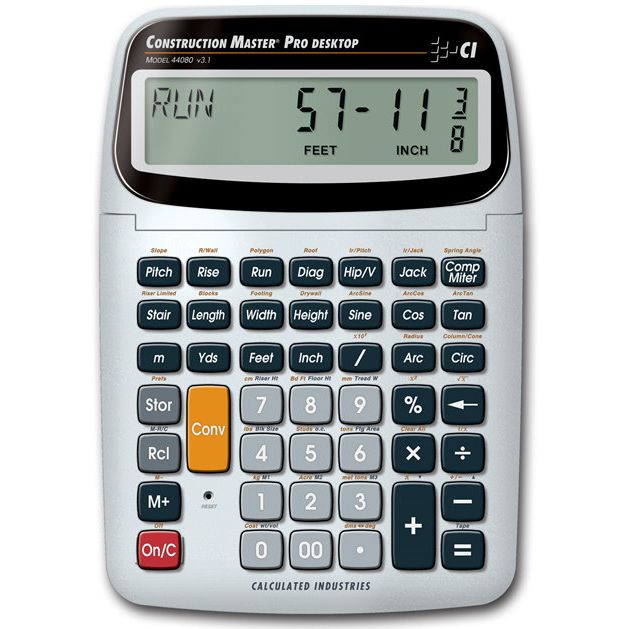 Calculated Industries 44080  Construction Master Pro Desktop Advanced Feet-Inch-Fraction Construction Math Calculator with Full Trigonometric Function