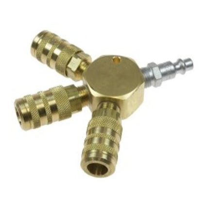 Coilhose Pneumatics 3122-15X-DPB  3 Port Flat Hex Manifold, 1/4" 6-Point Industrial Interchange