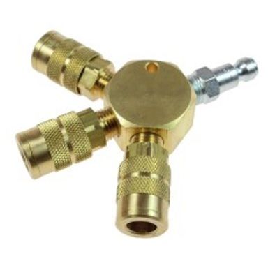 Coilhose Pneumatics 3122-16X-DPB  3 Port Flat Hex Manifold, 1/4" 6-Point Auto Interchange