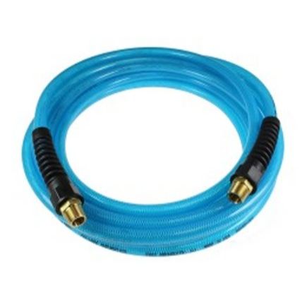 Coilhose Pneumatics PFE60254T Flexeel Hose, 3/8" x 25', 1/4" MPT Reusable Strain Relief Fittings, Transparent Blue Coilhose Pneumatics PFE60254T Flexeel Hose, 3/8" x 25', 1/4" MPT Reusable Strain Relief Fittings, Transparent Blue