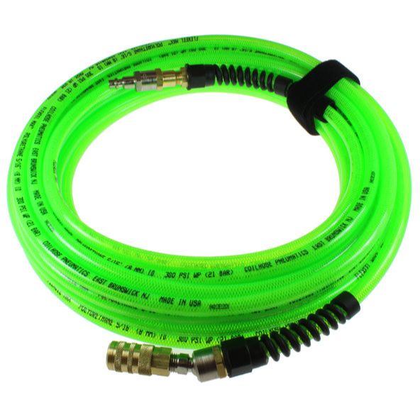Coilhose Pneumatics PFX4050GS15XS  Air Hose 1/4" X 50' Flexeel Max Industrial 1/4" x 50' Flexeel Max Polyurethane Reinforced Air Hose - Transparent Neon Green