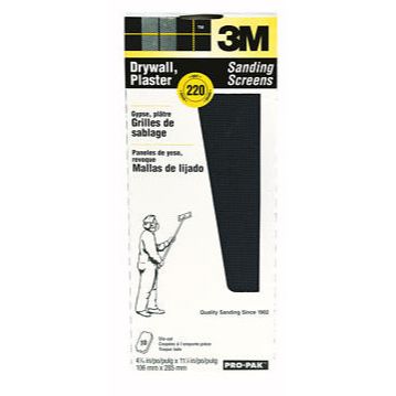 3M 99436 4-3/16" x 11-1/4" Drywall Sanding Screens Pro-Pak 220 Grit - 10 per Package 3M 99436 4-3/16" x 11-1/4" Drywall Sanding Screens Pro-Pak 220 Grit - 10 per Package