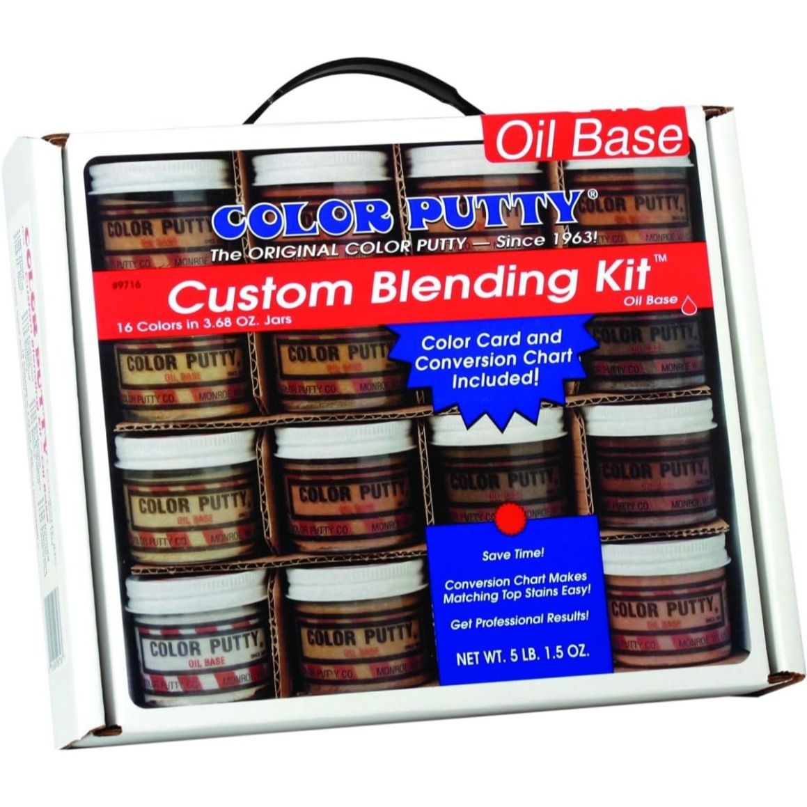 Color Putty 9716  Oil Based 16 Piece Custom Blend Wood Filler Kit