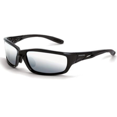 Crossfire 263 Infinity Safety Glasses Silver Mirror Lens - Shiny Black Frame Crossfire 263 Infinity Safety Glasses Silver Mirror Lens - Shiny Black Frame
