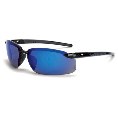 Crossfire 2968  ES5 Safety Glasses Blue Mirror Lens - Shiny Black Frame