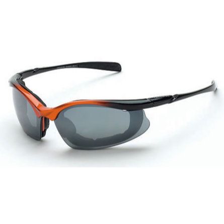 Crossfire 873  Concept Safety Glasses Silver Mirror Lens - Orange/Black Frame, Foam Lined