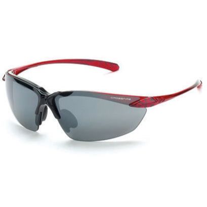 Crossfire 9233  Sniper Safety Glasses Silver Mirror Lens - Shiny Black - Crystal Burgundy Red Frame