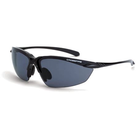 Crossfire 9614  Sniper Polarized Safety Glasses Smoke Lens - Shiny Black Frame