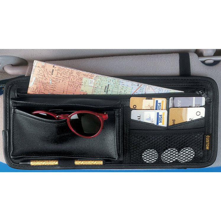 Custom Accessories Black Vinyl Leather Like Deluxe Visor Organizer (31500)