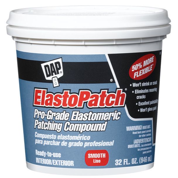 DAP 12278 Elastopatch Smooth Flexible Patching Compound (RTU) - White Quart Tub DAP 12278 Elastopatch Smooth Flexible Patching Compound (RTU) - White Quart Tub