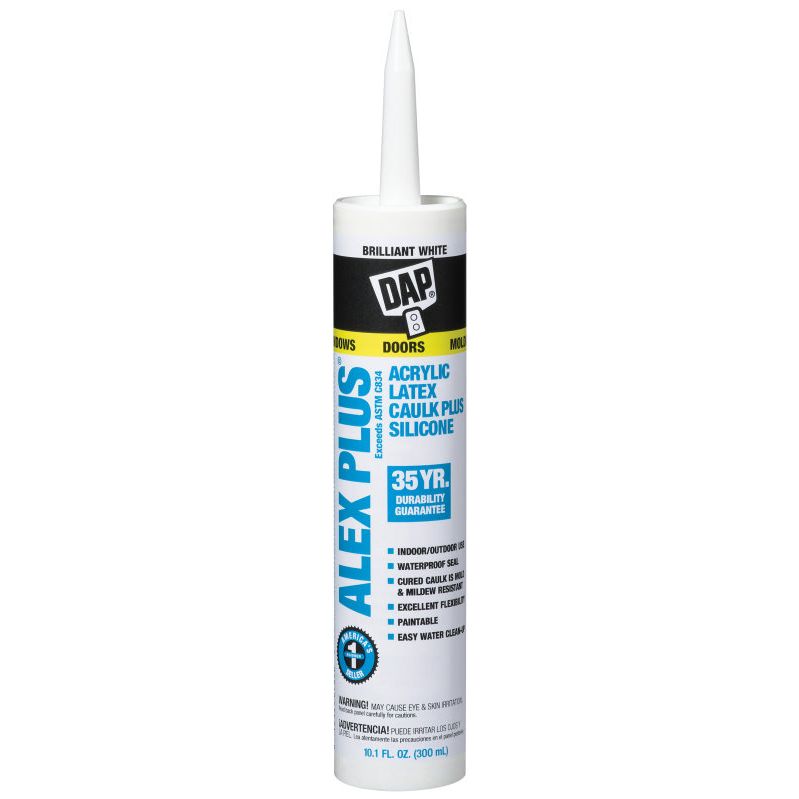 DAP 18101  ALEX PLUS Acrylic Latex Caulk Plus Silicone - White 10.1-oz Cartridge (18152)