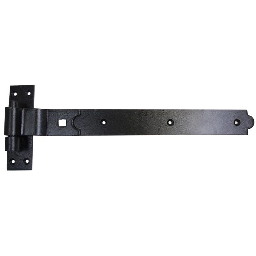 GatePro 5073003  12" Cranked Bands and Hooks on Plates Gate Hinges - Black Finish - 1 Pair
