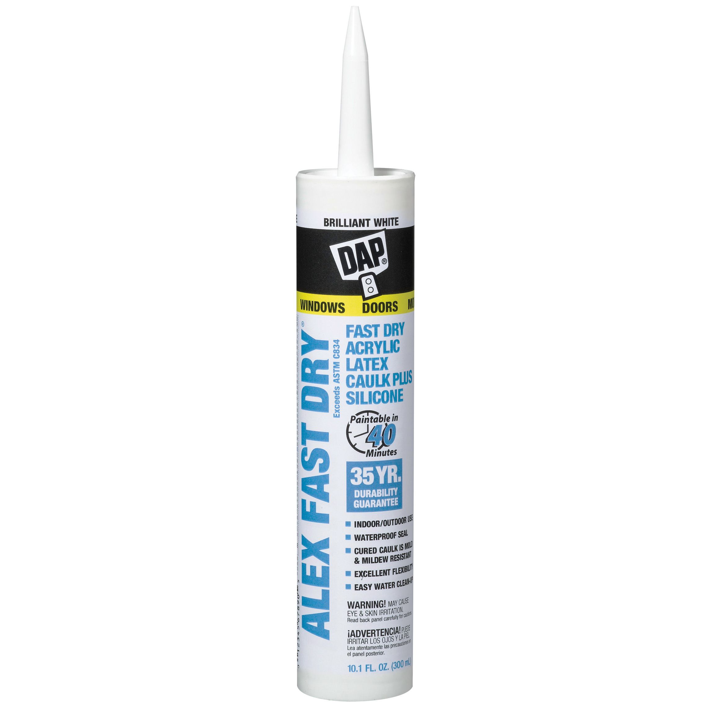 DAP 18425  ALEX Fast Dry Acrylic Latex Caulk - White 10.1-oz Cartridge (18426)