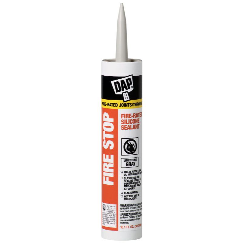 DAP 18806  FIRE STOP Fire-Rated Silicone Sealant - Limestone Gray 10.1-oz Cartridge