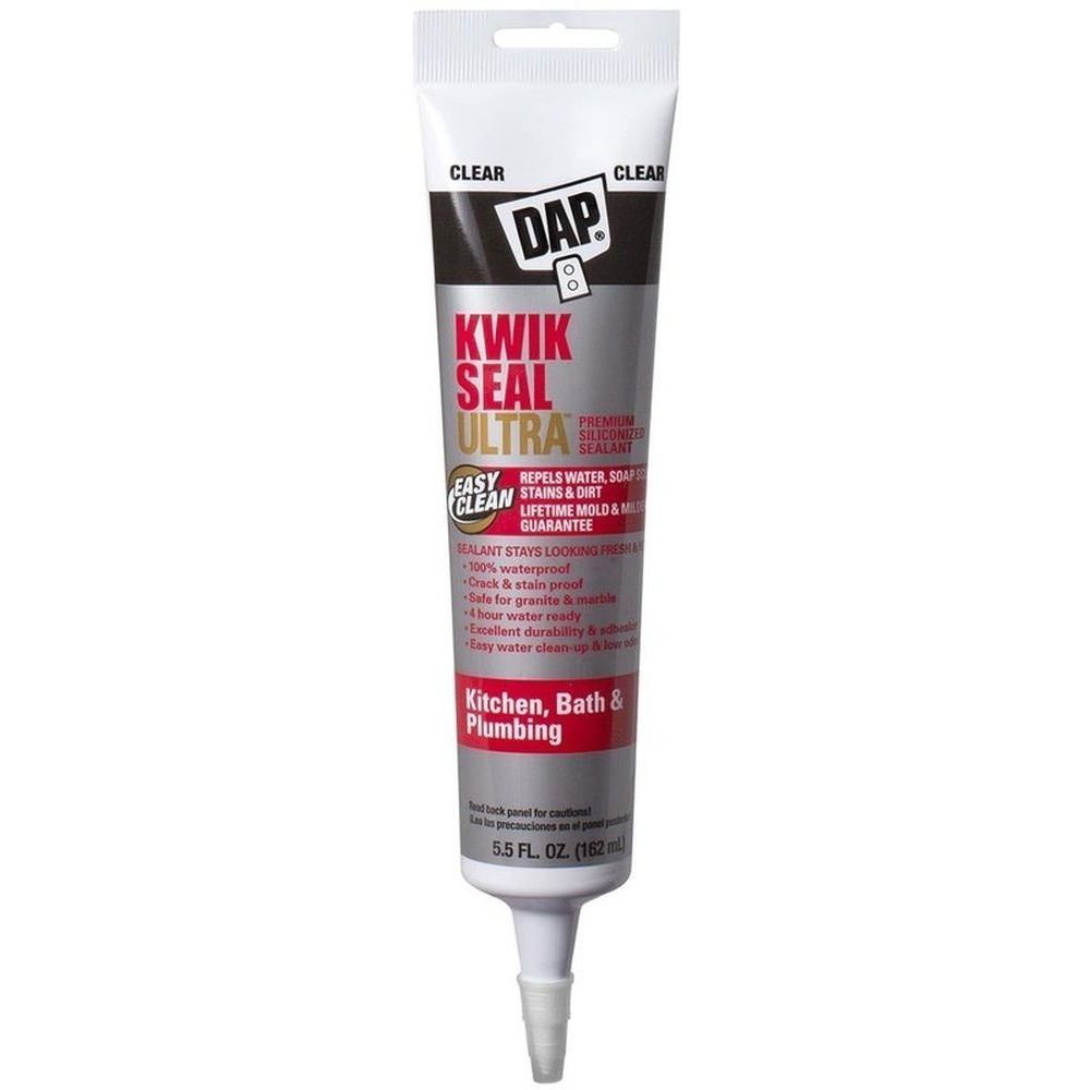 DAP 18915  Kwik Seal Ultra Premium Siliconized Sealant - 5.5-oz Clear Squeeze Tube (18895)
