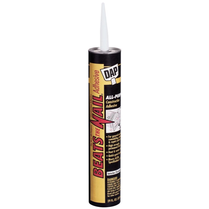 DAP 25084  'Beats the Nail' All-Purpose Construction Adhesive - Gray 28-oz Cartridge