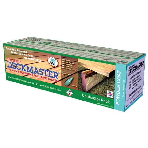 Grabber DMP175-100 Deckmaster Hidden Deck Bracket System Brown Powder Coat Brackets and Screws for 1 -1/2" and Thicker Deck Boards - 100 Bracket Pack Grabber DMP175-100 Deckmaster Hidden Deck Bracket System Brown Powder Coat Brackets and Screws for 1 -1/2" and Thicker Deck Boards - 100 Bracket Pack
