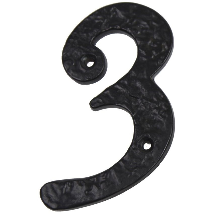 GatePro 5701233  Antique #3 House Number 5" High - Dull Black Finish