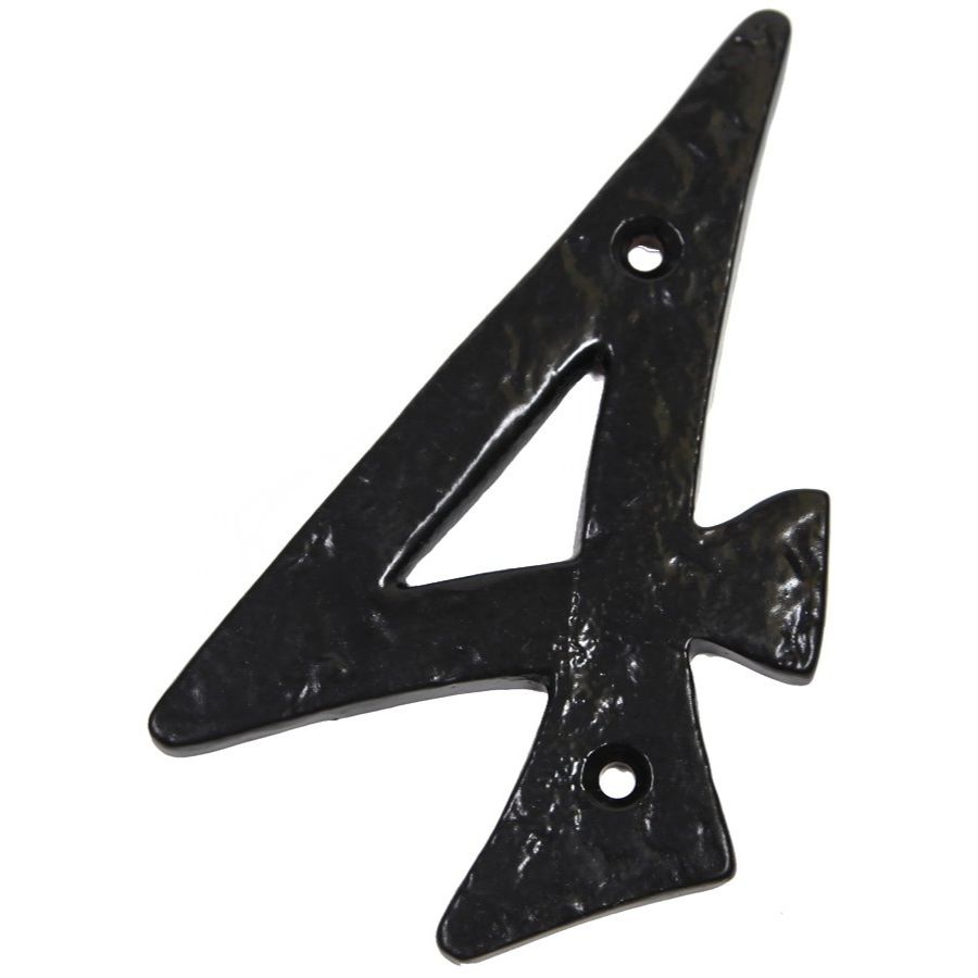 GatePro 5701234  Antique #4 House Number 5" High - Dull Black Finish