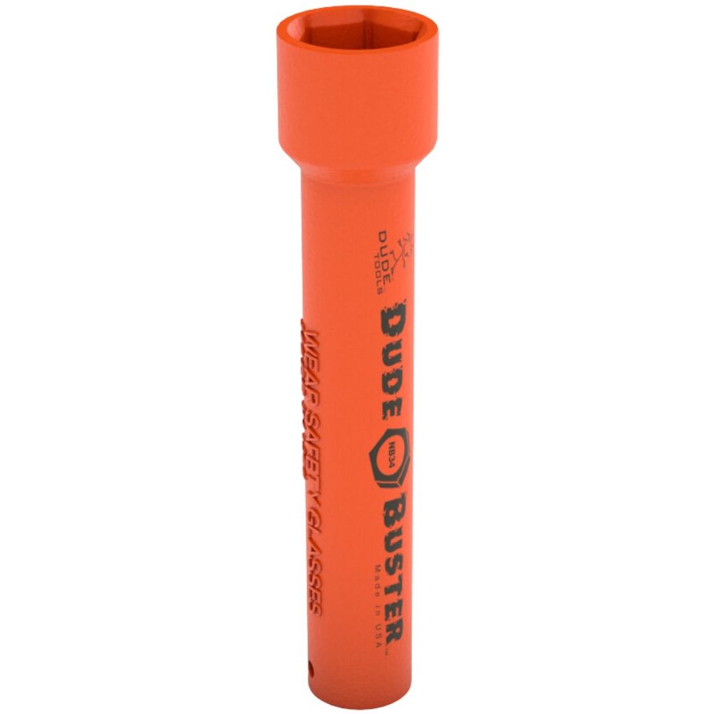 Dude Tools NB34   Nut Buster Socket 1-1/8" High Impact Deep Socket with 1/2" Drive and 7" Bolt travel Length (for 3/4" bolt or stud)