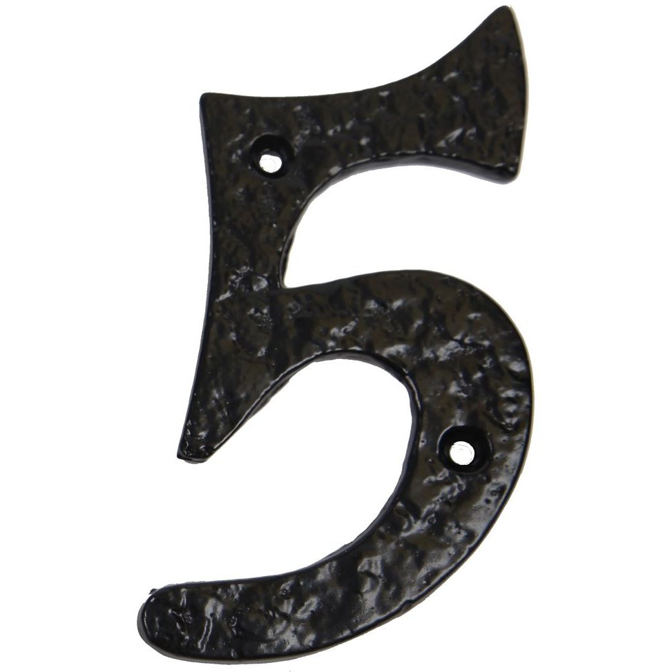 GatePro 5701235  Antique #5 House Number 5" High - Dull Black Finish