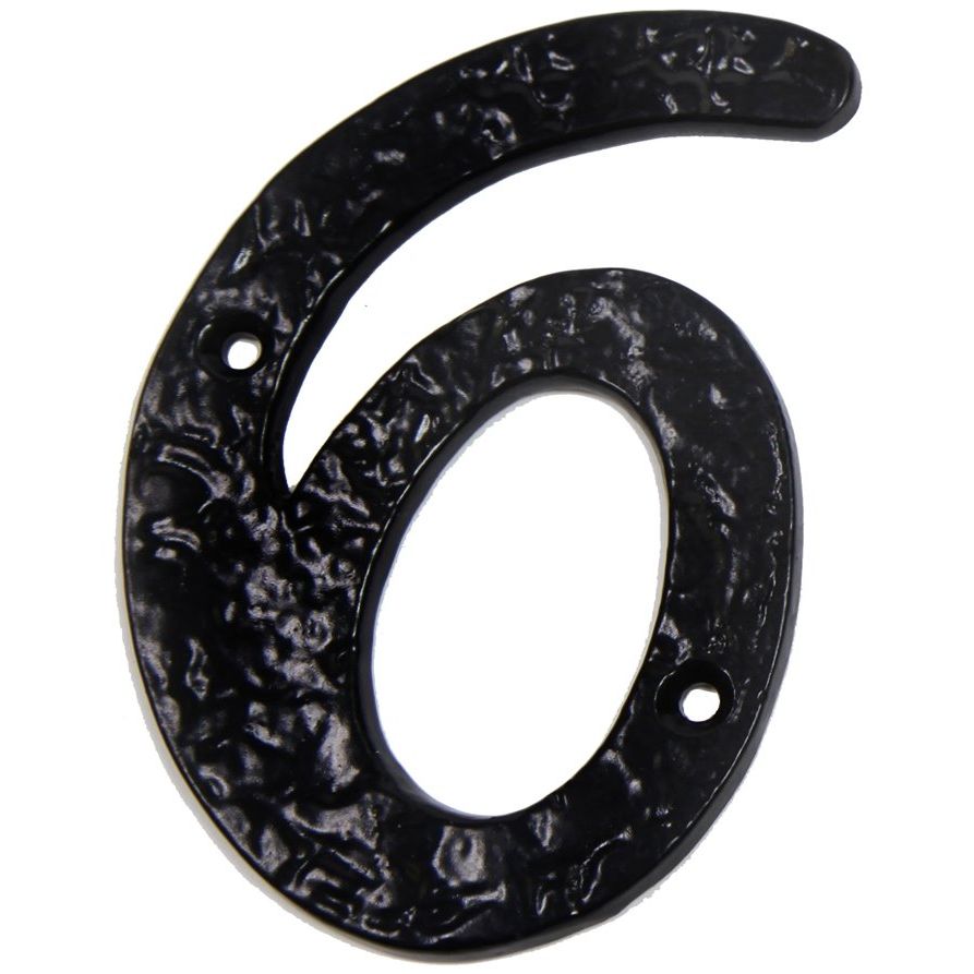 GatePro 5701236  Antique #6 House Number 5" High - Dull Black Finish