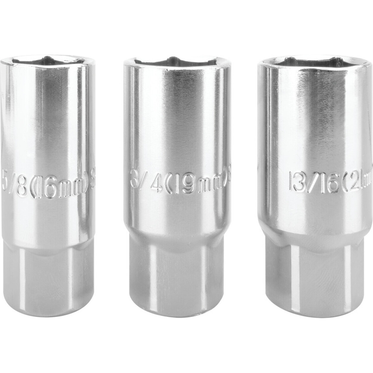 Performance Tool 1410  3 Piece 3/8 Inch Drive Spark Plug Socket Set