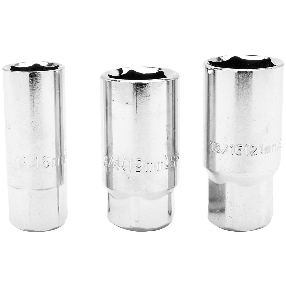 Performance Tool 1410  3 Piece 3/8 Inch Drive Spark Plug Socket Set