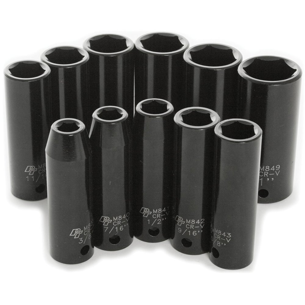 Performance Tool M590DB  11 Piece 1/2" Drive SAE Deep Impact Socket Set - 3/8 to 1 inch