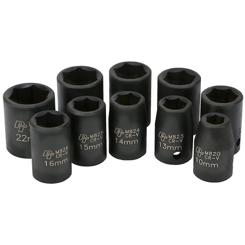 Performance Tool M593DB  10 Piece 1/2" Drive Metric Impact Socket Set - 10 to 22mm