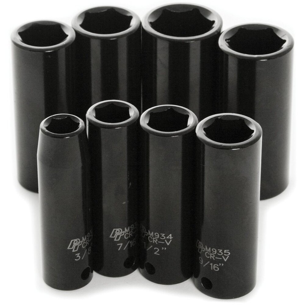 Performance Tool M594DB  8 Piece 3/8" Drive SAE Deep Impact Socket Set - 3/8 to 13/16 inch