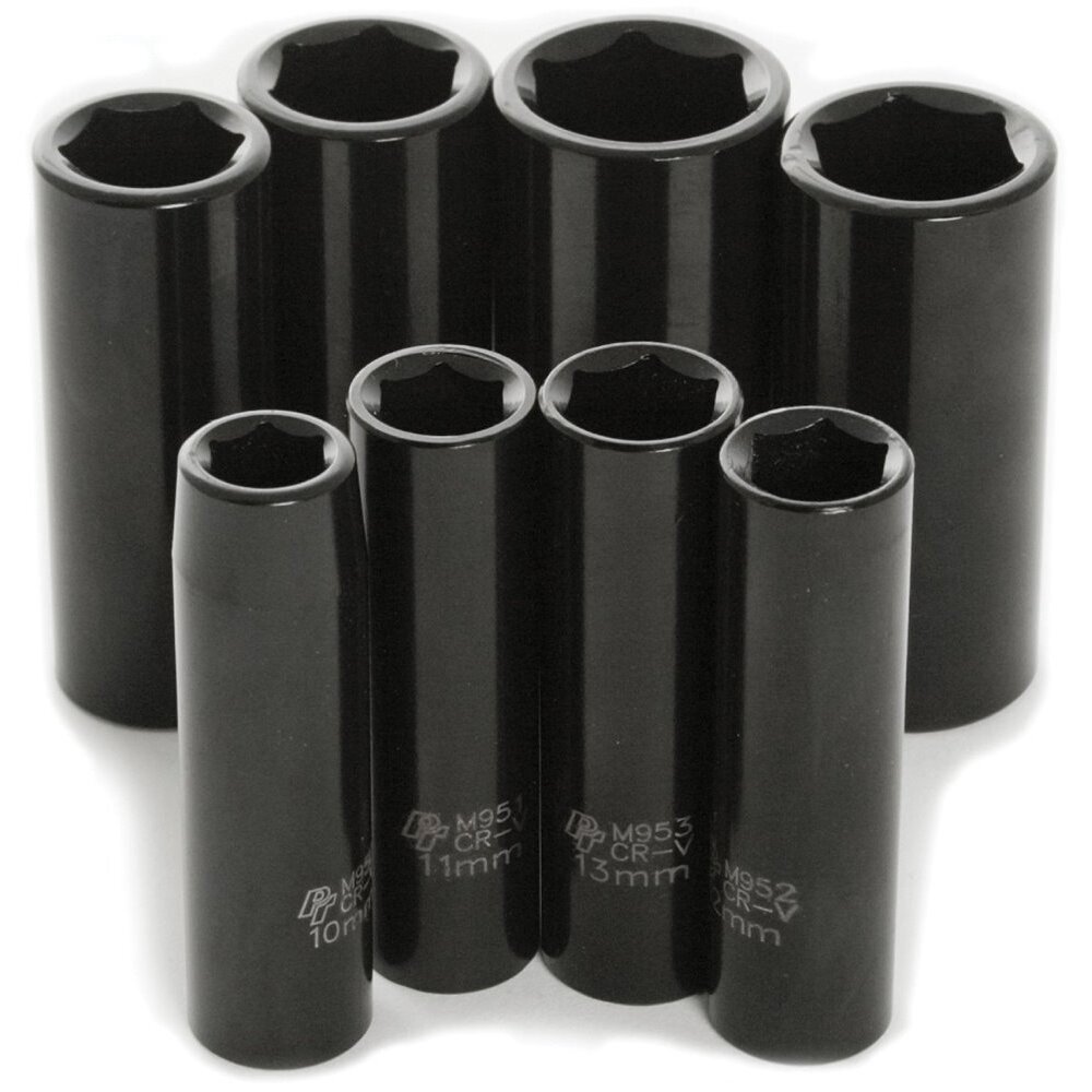 Performance Tool M595DB  8 Piece 3/8" Drive Metric Deep Impact Socket Set - 10 to 19mm