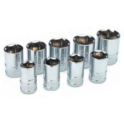 Performance Tool W32202  9 Piece Metric 1/2" Drive 6 Point Standard Socket Set