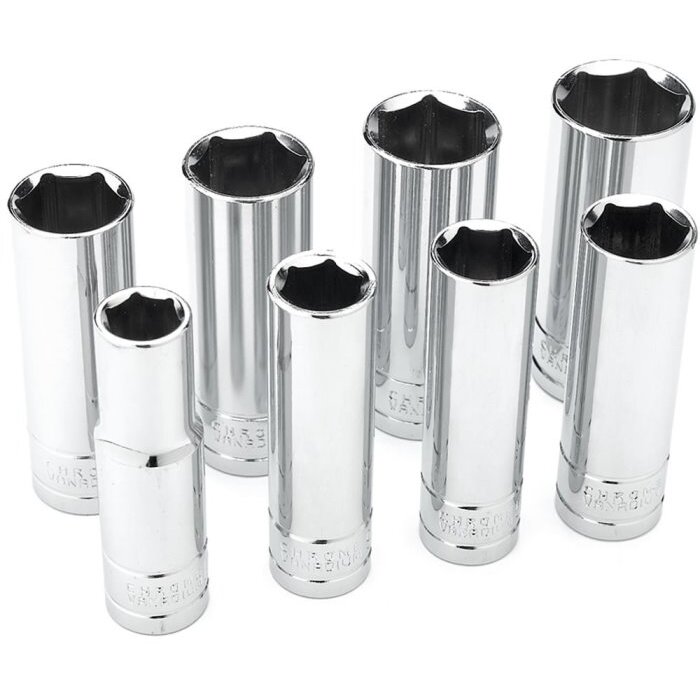 Performance Tool W32300  8 Piece SAE 1/2" Drive 6 Point Deep Well Socket Set