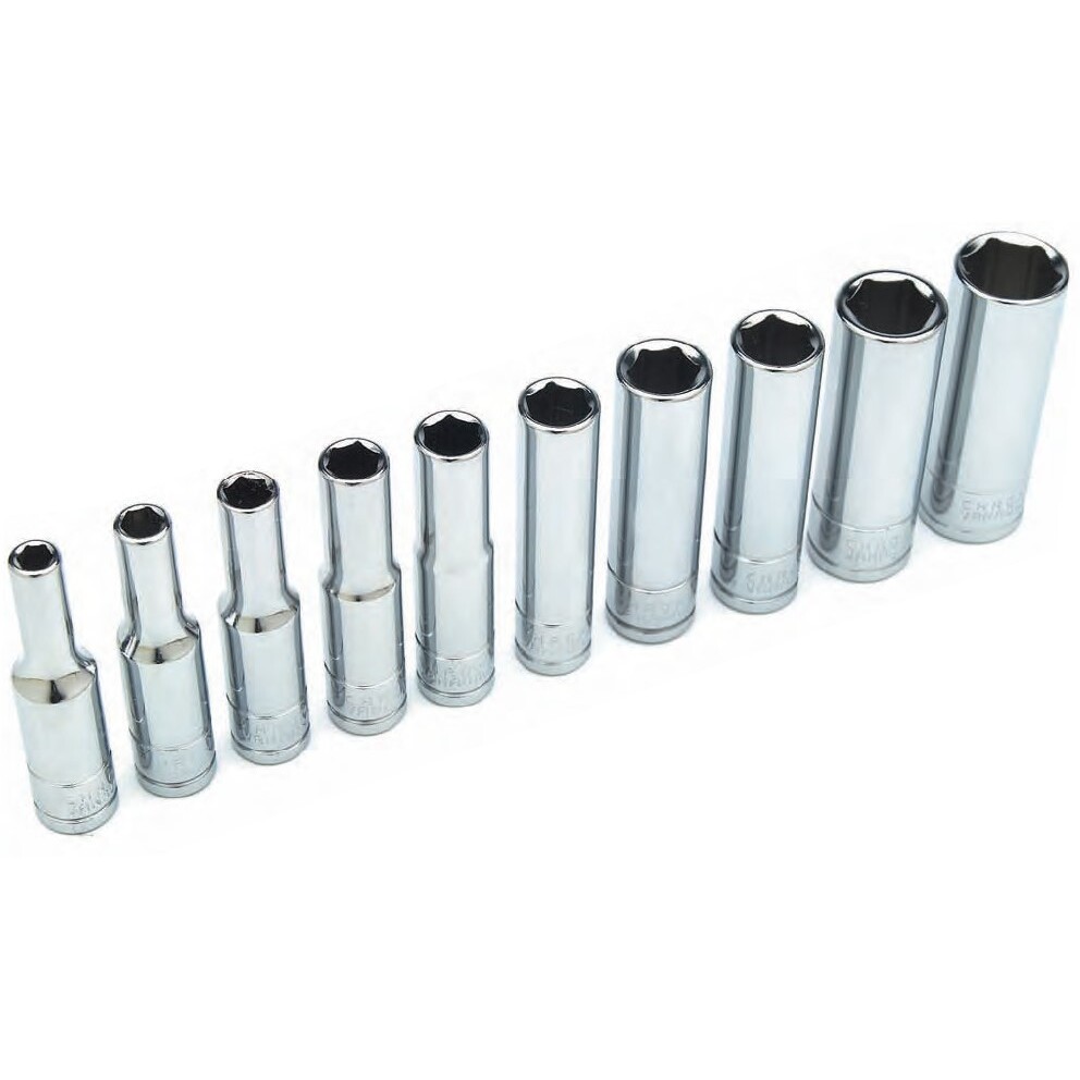 Performance Tool W36400  10 Piece Metric 1/4" Drive 6 Point Deep Well Socket Set