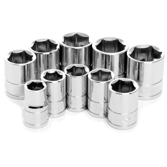 Performance Tool W38202  10 Piece Metric 3/8" Drive 6 Point Standard Socket Set