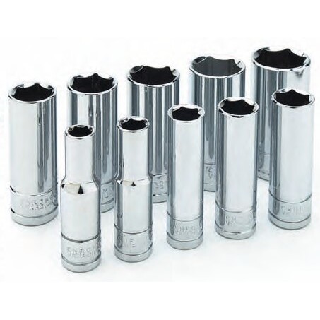 Performance Tool W38300  10 Piece SAE 3/8" Drive 6 Point Deep Well Socket Set