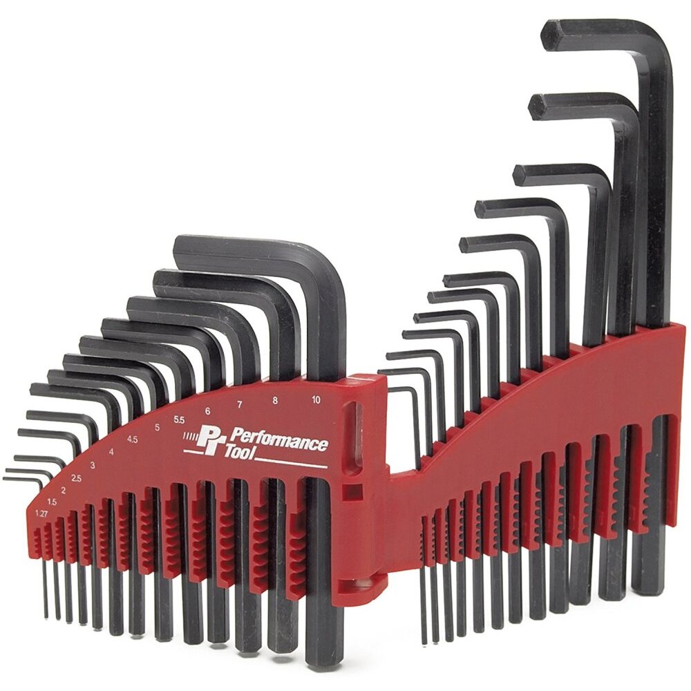 Performance Tool W80281  25 Piece SAE and Metric Hex Key Wrench Set