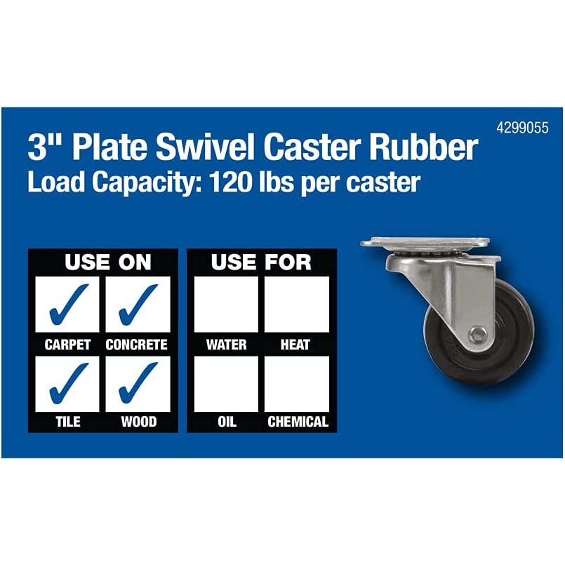 Titan Casters 4299055  Swivel Plate Rubber Caster 3"