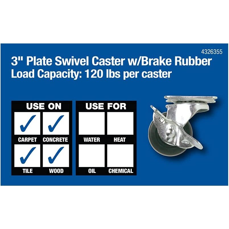 Titan Casters 4326355  Swivel Caster with Brake 3"