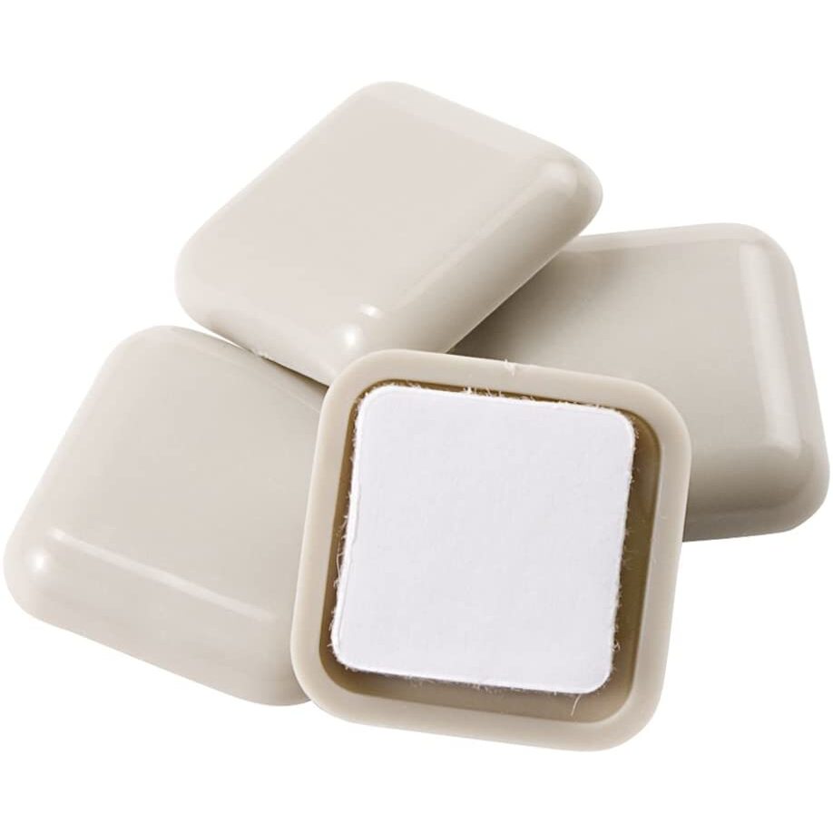 Super Sliders 4701195N  Self-Stick Furniture Square Sliders 1" Beige - 4 Pack