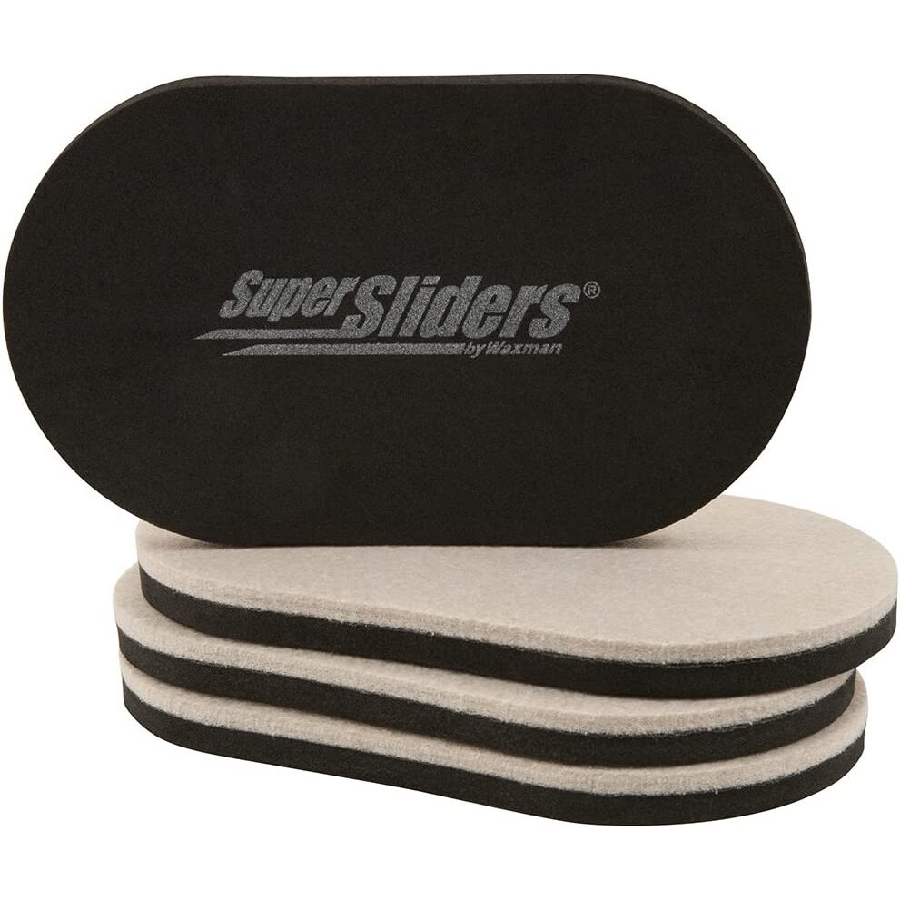Super Sliders 4705195N  Reusable Felt Furniture Sliders for Hard Surfaces Oval 3-1/2" x 6" - 4 Pack