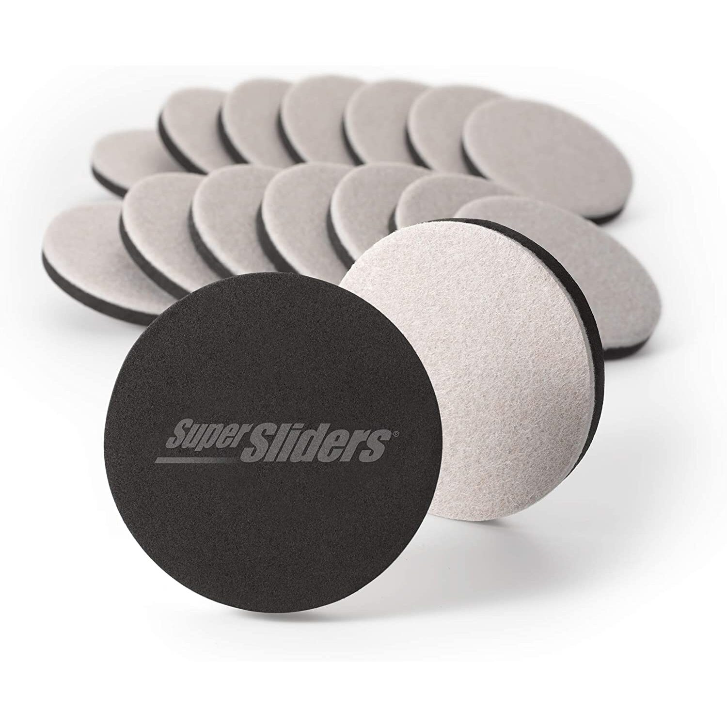 Super Sliders 4733444N  Round Reusable Furniture Sliders for Hard Surfaces 3-1/2" - 16 Piece