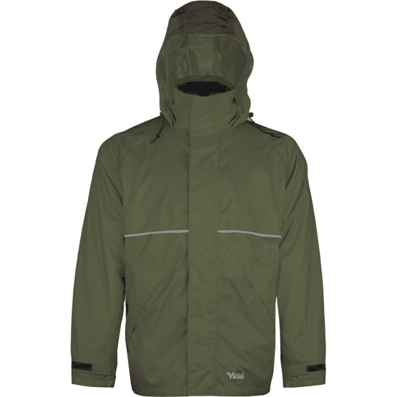 Viking Wear  3305J Men's Green Journeyman 420D Nylon Rain Jacket with Mesh Lining  - Large