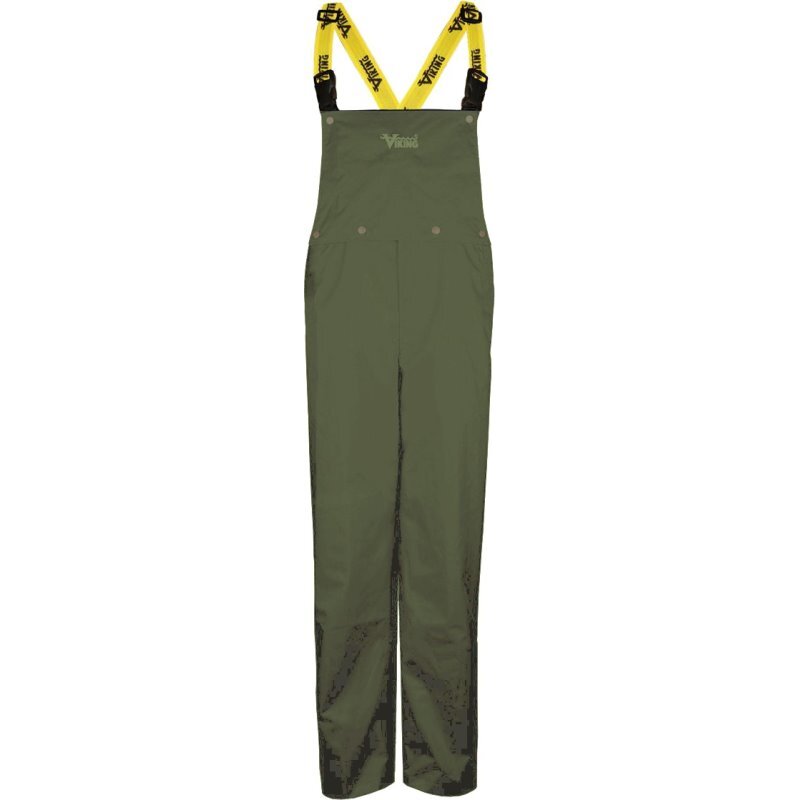 Viking Wear  3305P Men's Green Journeyman 420D Rain Bibs with Detachable Bib - Large
