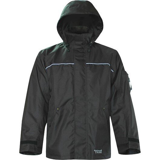 Viking Wear  3910JB  Men's Black Professional Thor 300D Trilobal Rain Jacket - Medium